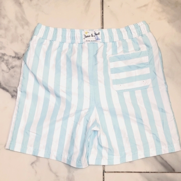 JANIE AND JACK RECYCLED STRIPED SWIM TRUNK IN AQUA STRIPE SIZE 12 - Picture 2 of 16
